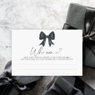 Papelería Black Bow Bridal Ducha de novia ¿Quién soy yo?