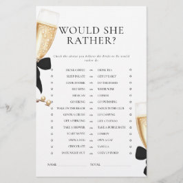 Papelería Black Bow Pearls y Prosecco Bridal Shower Game