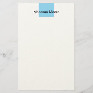 Papelería Blanco Negro Azul Sencillo Elegante Nombre Propio
