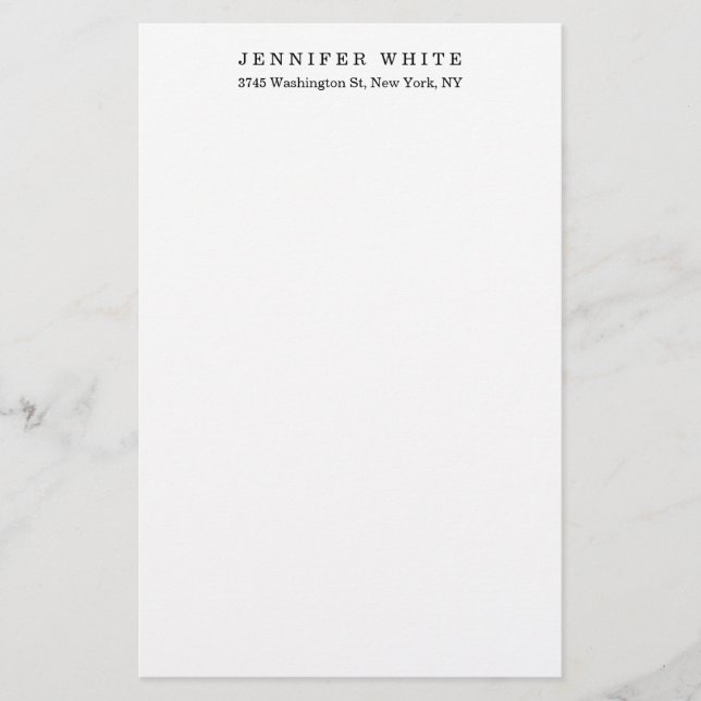Papelería Blanco negro elegante clásico elegante Minimalista (Anverso)