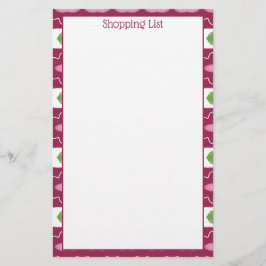 Papelería Blanco Rosa De Pluma Moderna Con Verde