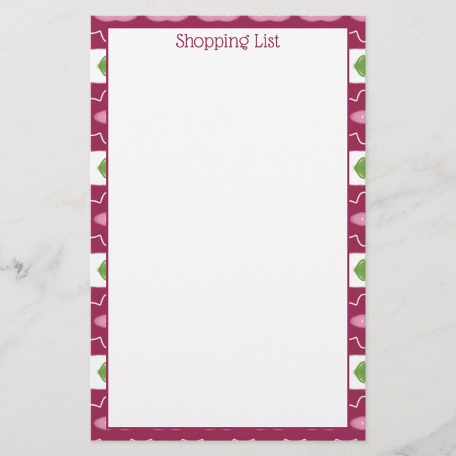 Papelería Blanco Rosa De Pluma Moderna Con Verde (Anverso)