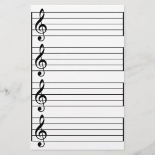 Papelería Blanco y negro musical del Clef de G del triple