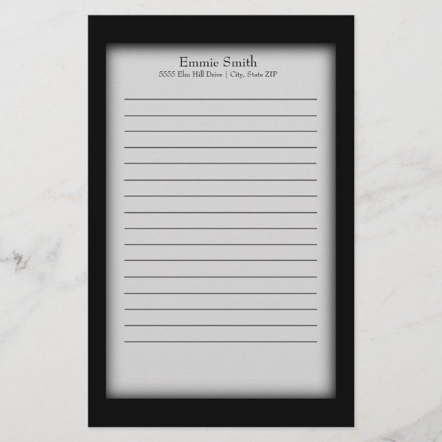 Papelería Blanco y negro personalizado (Anverso)