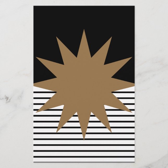 Papelería Bloqueo de color blanco negro y sol marrón (Anverso)