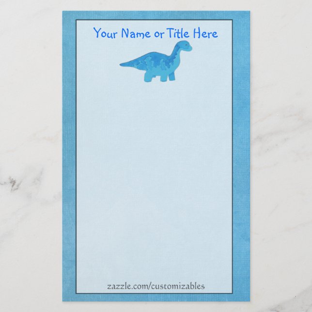 Papelería Blue Dino Stationery (Anverso)