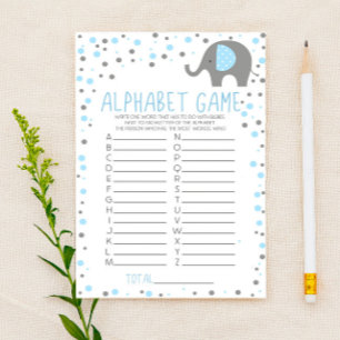 Papelería Blue Elephant Alphabet Baby Shower Game
