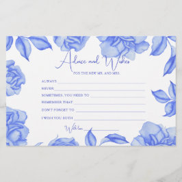 Papelería blue Floral Bridal Shower Advice and Wishes
