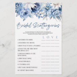 Papelería Blue Floral Scattergories Briwal Shower Game