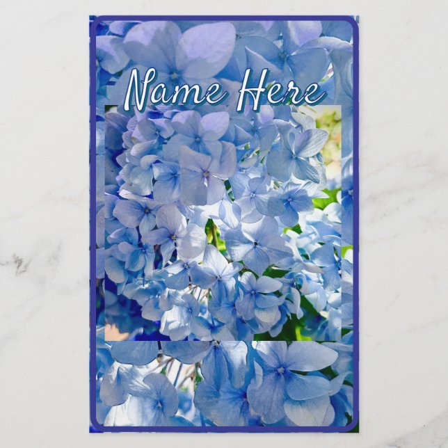 Papelería Blue Hydrangea Custom Name (Anverso)