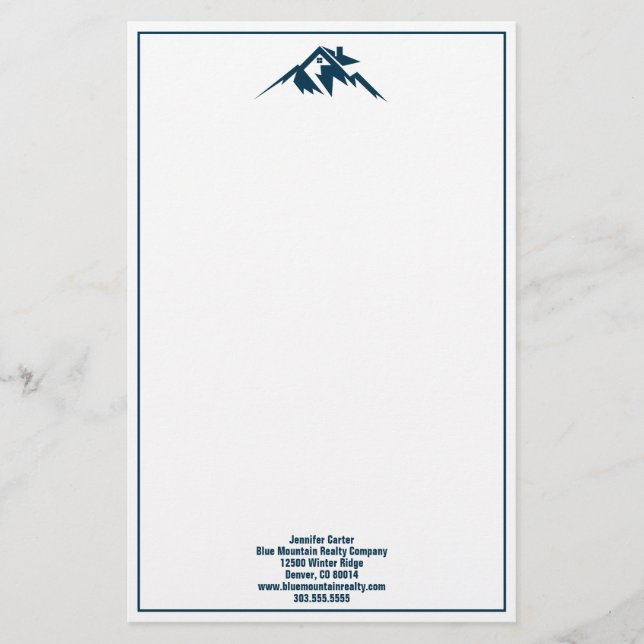 Papelería Blue Mountain Real Estate Company Personalizado Re (Anverso)