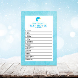 Papelería Blue Narwhal juego de palabras de Baby Shower Word
