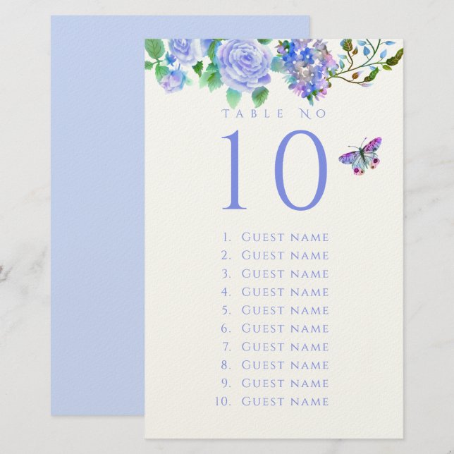 Papelería Blue Rose Ribbon Monogram Wedding Guest List (Anverso / Reverso)