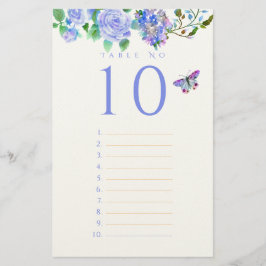 Papelería Blue Rose Ribbon Monogram Wedding Guest List Stati