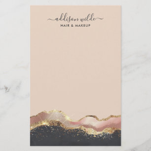 Papelería Blush Rosa Gris Y Dorado Elegante Escritura Modern