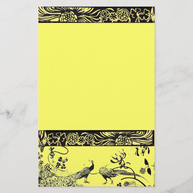 Papelería BODA AMAR AVES negro y amarillo (Anverso)