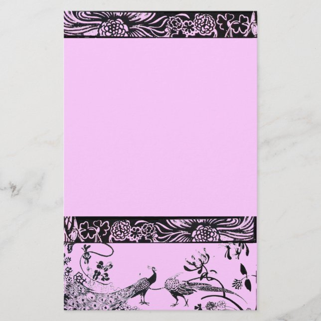 Papelería BODA AMOR AVES negro y rosa (Anverso)