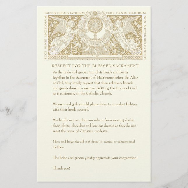 Papelería Boda católico: Modesto atuendo de iglesia para inv (Anverso)