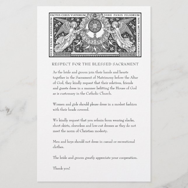 Papelería Boda católico: Modesto atuendo de iglesia para inv (Anverso)