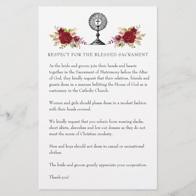 Papelería Boda católico: Modesto atuendo de iglesia para inv (Anverso)