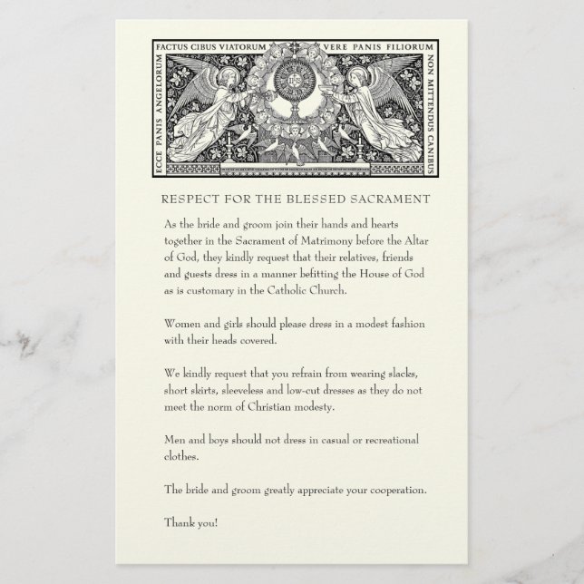 Papelería Boda católico: Modesto atuendo de iglesia para inv (Anverso)