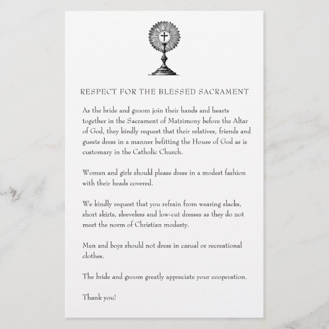 Papelería Boda católico Modesto atuendo de iglesia para invi (Anverso)