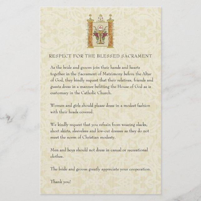 Papelería Boda católico Modesto atuendo de iglesia para invi (Anverso)
