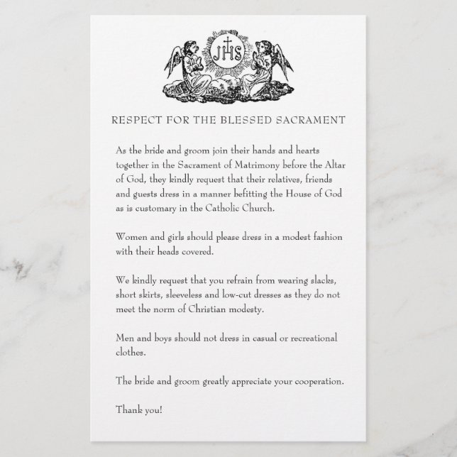 Papelería Boda católico Modesto atuendo de iglesia para invi (Anverso)