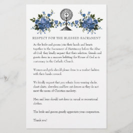 Papelería Boda católico Modesto atuendo de iglesia Rosas azu