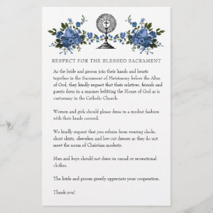 Papelería Boda católico Modesto atuendo de iglesia Rosas azu