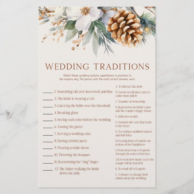 Papelería Boda de árbol de pino Tradiciones juego de ducha d (Anverso)
