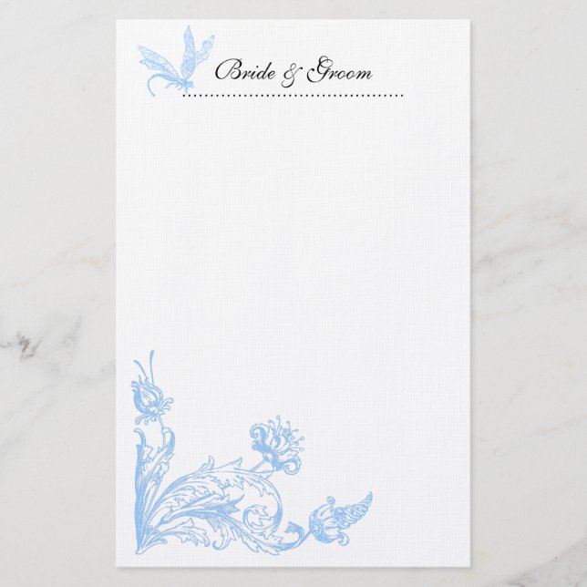 Papelería Boda de flores azules Stationery (Anverso)