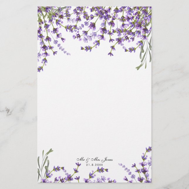 Papelería boda de flores de lavanda (Anverso)