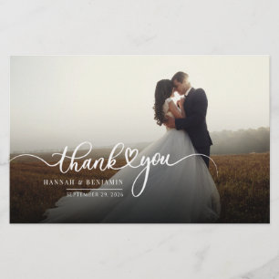 Papelería Boda de guiones floridos por la mano Gracias tarje
