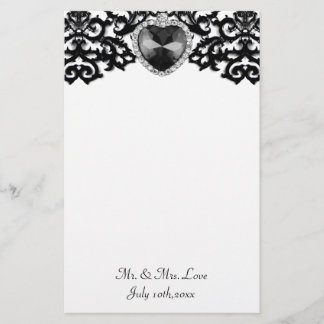 Papelería Boda de Pendante Cardíaco Ornato Blanco y Negro
