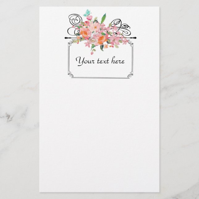 Papelería boda de signos colgantes de flores de Victoria (Anverso)