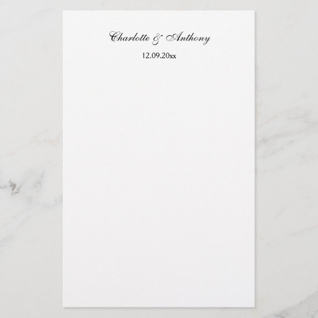 Papelería Boda Elegante Script Creativo Blanco Negro (Anverso)