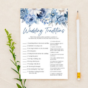 Papelería Boda Floral Azul Tradiciones juego de ducha de nov