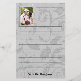 Papelería Boda Foto Taupe Damask Wedding Lined