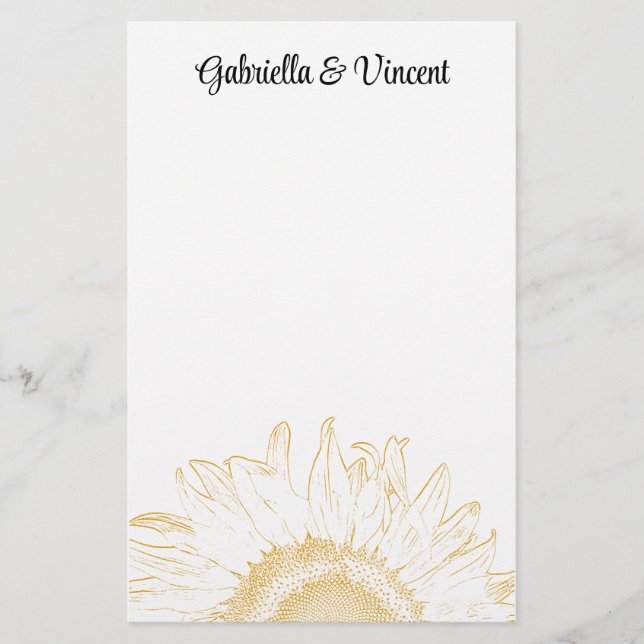 Papelería Boda gráfico de girasol amarillo (Anverso)