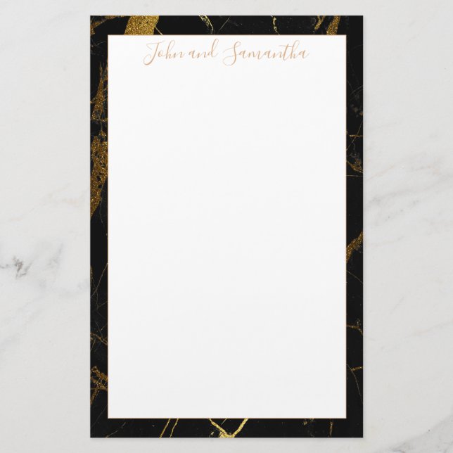 Papelería Boda minimo moderno de mármol negro (Anverso)