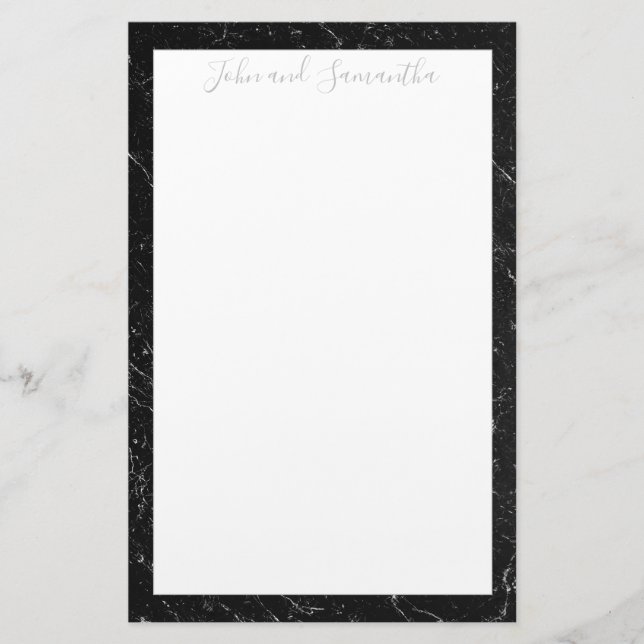 Papelería Boda minimo moderno de mármol negro (Anverso)