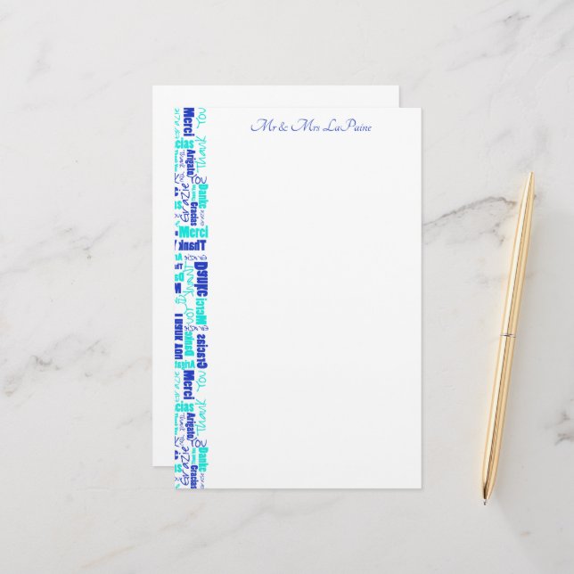Papelería Boda Multilingüe Gracias Frontera de tipografía (Anverso/Reverso In Situ)