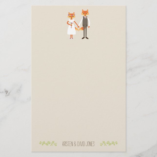 Papelería Boda Personalizado de los Foxes de Woodland (Anverso)