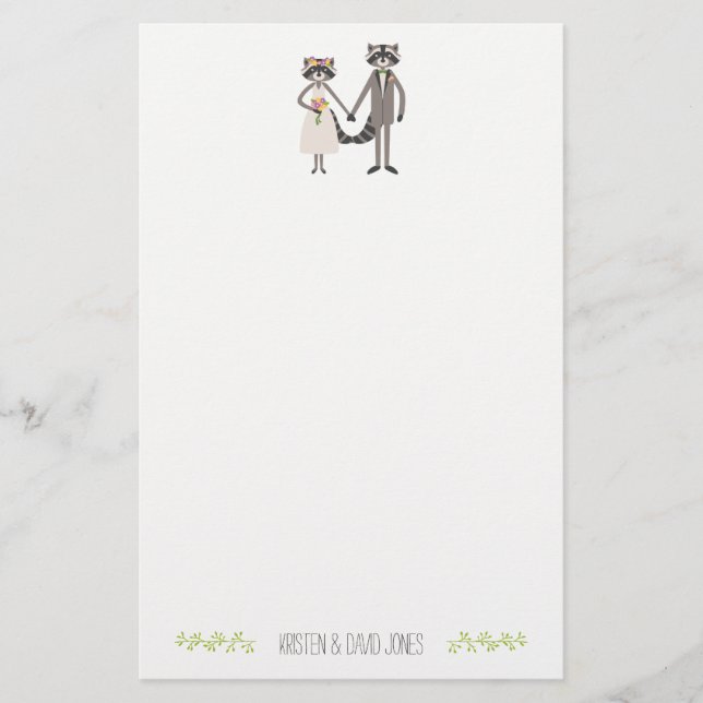 Papelería Boda rústico personalizado de los mapaches foresta (Anverso)