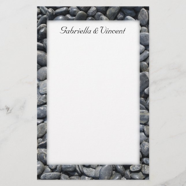 Papelería Boda Smooth Black Pebbles (Anverso)