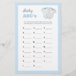 Papelería Bodysuit Baby Shower ABC Game - Azul