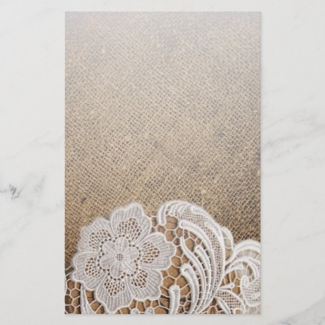 Papelería bohemia rústica de campo occidental, burlap y lace (Anverso)