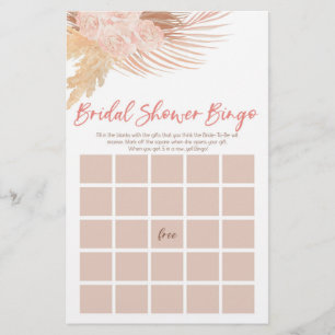 Papelería Boho Pink Floral Bingo Bridal Shower Game