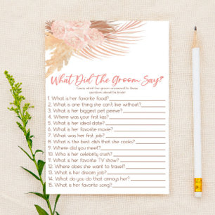 Papelería Boho Pink Lo Que Los Groom Dicen Es Un Juego De Du